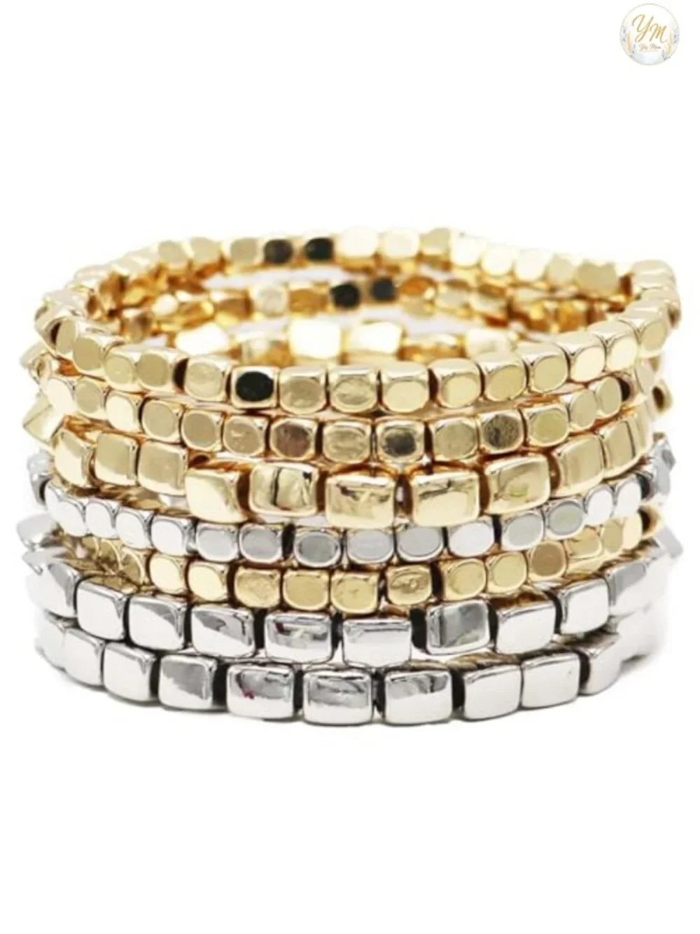 Chunky Nugget Multi-Strand Stretch Bracelet Set of 7